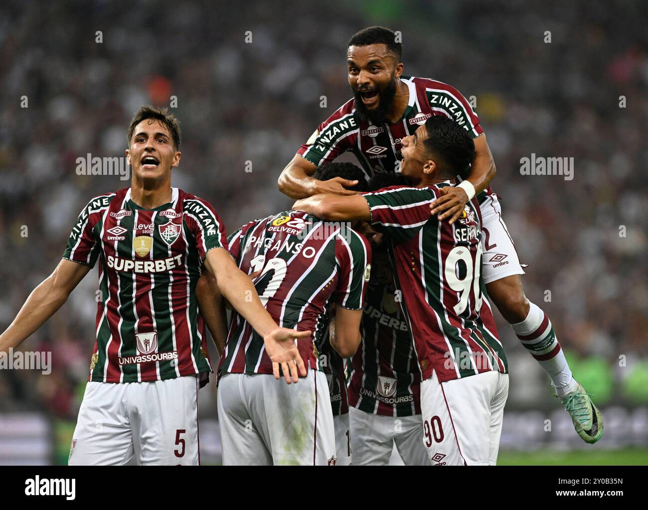 RIO DE JANEIRO, BRASILIEN - 01. SEPTEMBER Kauã Elias von Fluminense feiert beim Brasileiro-Fußballspiel zwischen Fluminense und São Paulo das Tor Stockfoto