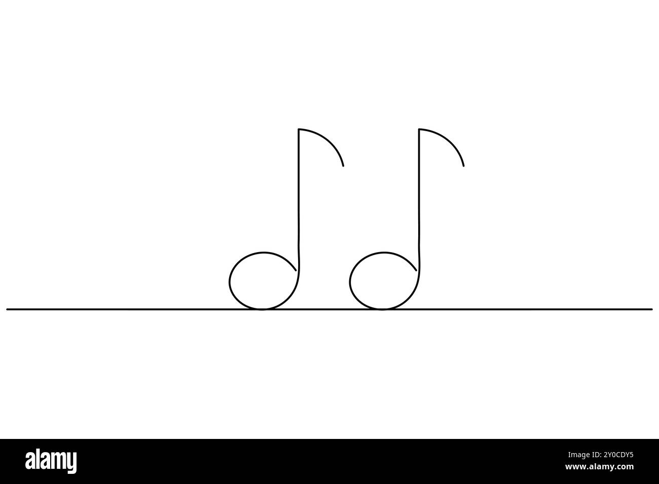 Musiksymbol durchgehende einzeilige Zeichnung des isolierten Konturvektorsymbols Stock Vektor