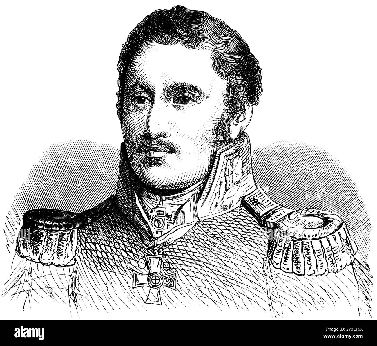 Porträt von Jingen Ludwig Adolf Peter, Fürst von Sayn-Wittgenstein-Ludwigsburg, Schlacht bei Austerlitz, Kommandierender Generalmajor Sachsen-Anhalt, einheitlich Stockfoto