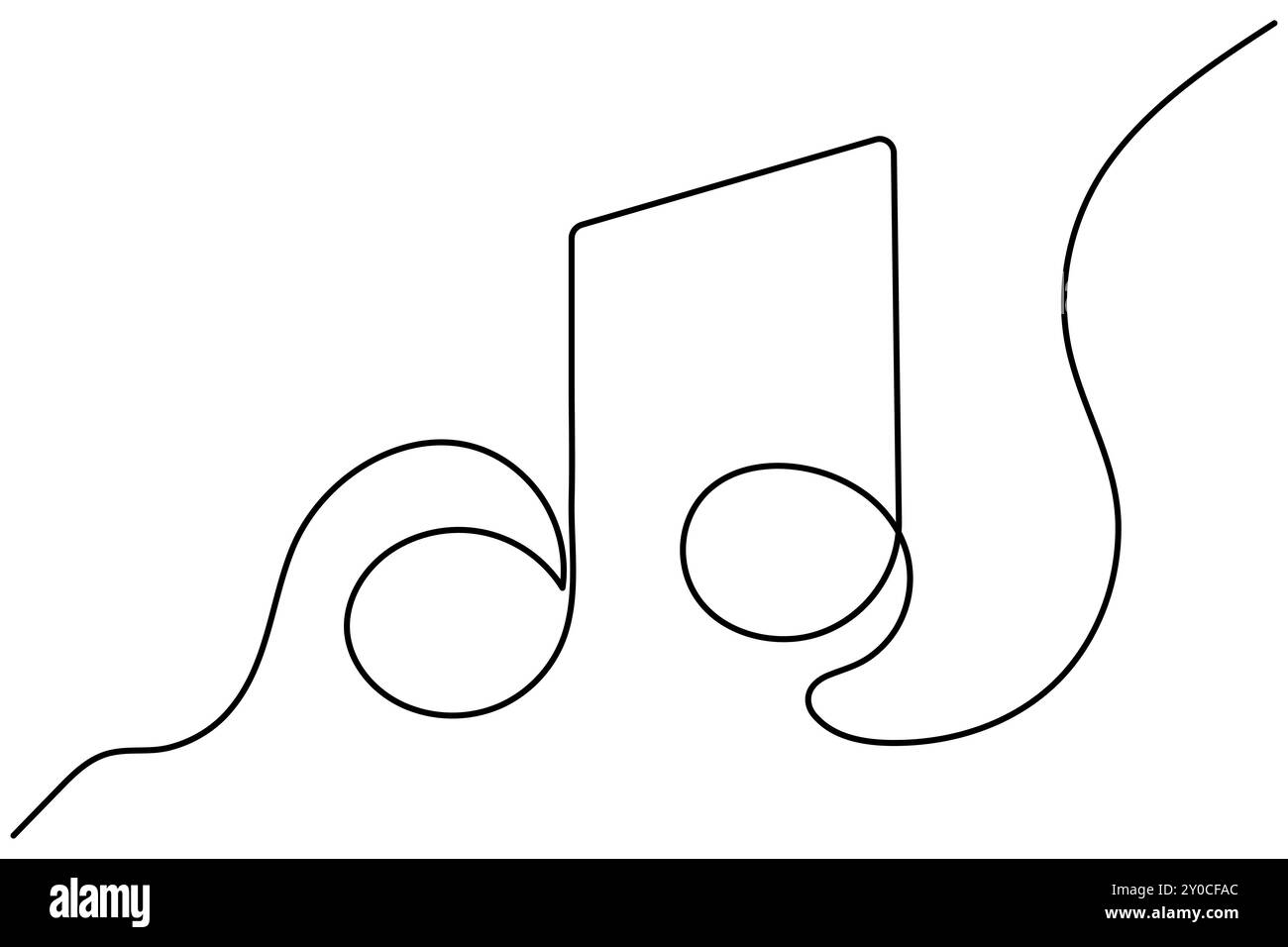 Musiksymbol durchgehende einzeilige Zeichnung des isolierten Konturvektorsymbols Stock Vektor