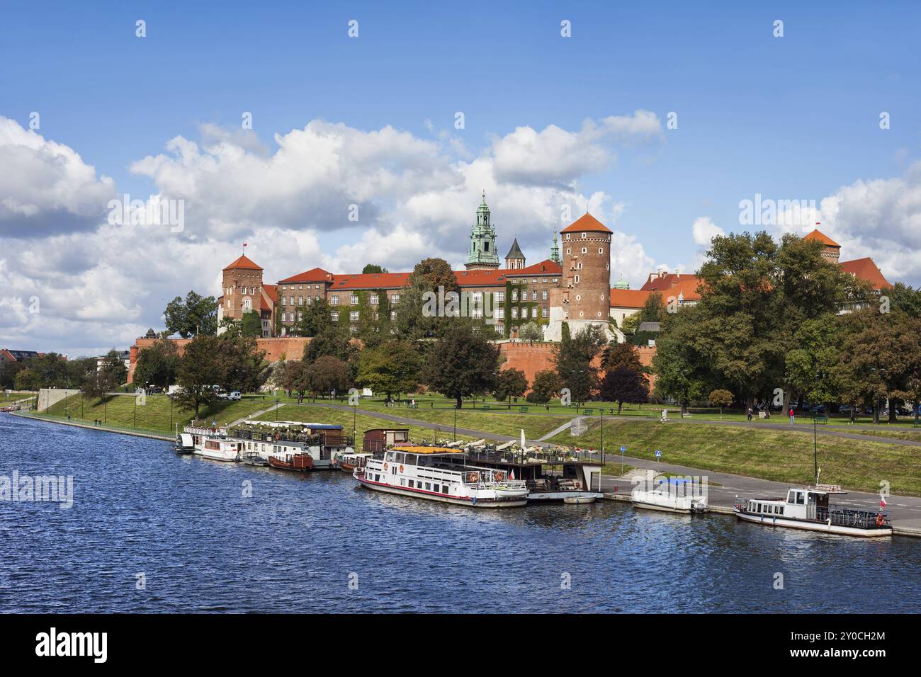 Blick auf das Königliche Schloss Wawel in der Stadt Krakau in Polen Stockfoto