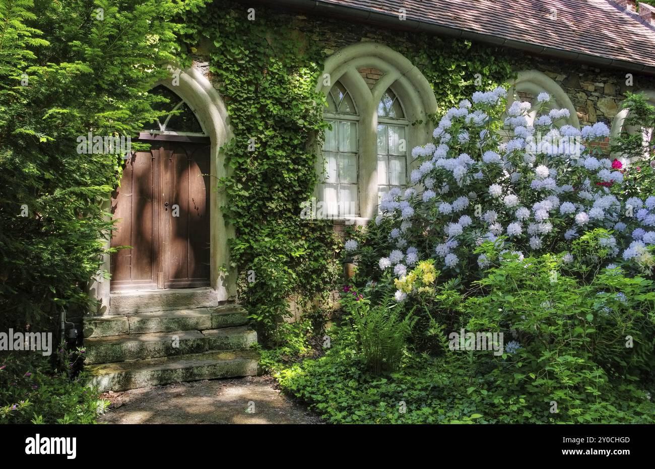 Woerlitzer Park Kuhstall, englisches Gelände von Woerlitz Kuhhaus 02 Stockfoto