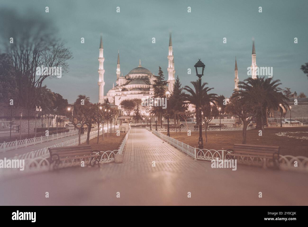 Foto im Retro-Stil der Blauen Sultanahmet Moschee, Istanbul, Türkei, Asien Stockfoto