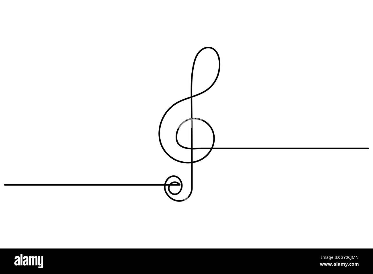 Musiksymbol durchgehende einzeilige Zeichnung des isolierten Konturvektorsymbols Stock Vektor