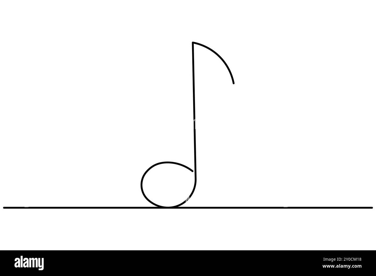 Musiksymbol durchgehende einzeilige Zeichnung des isolierten Konturvektorsymbols Stock Vektor