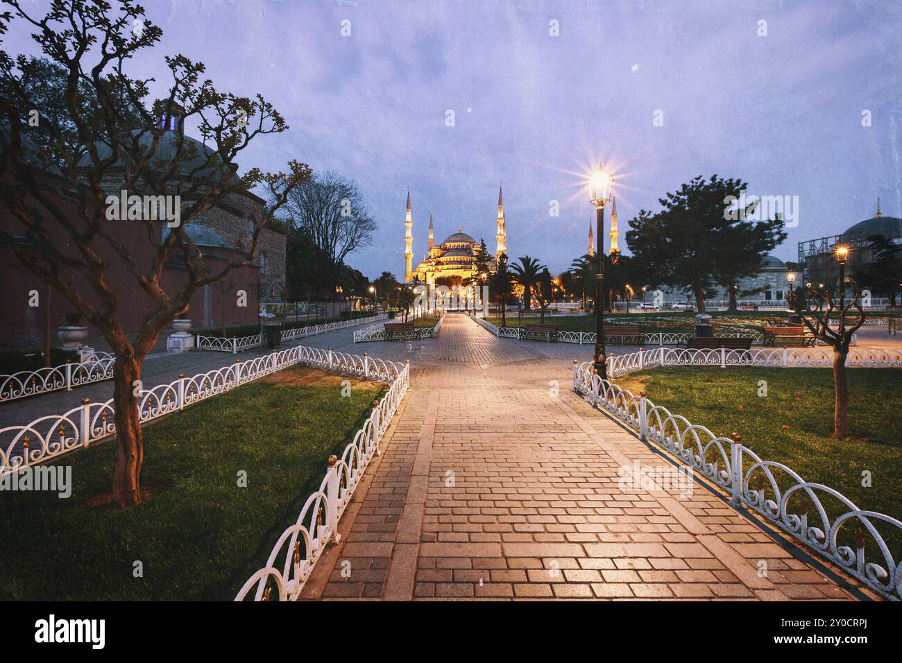 Vintage-Foto der Blauen Sultanahmet Moschee, Istanbul, Türkei, Asien Stockfoto