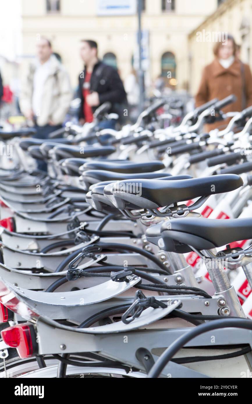 Fahrradverleih in München, Stadtzentrum Stockfoto