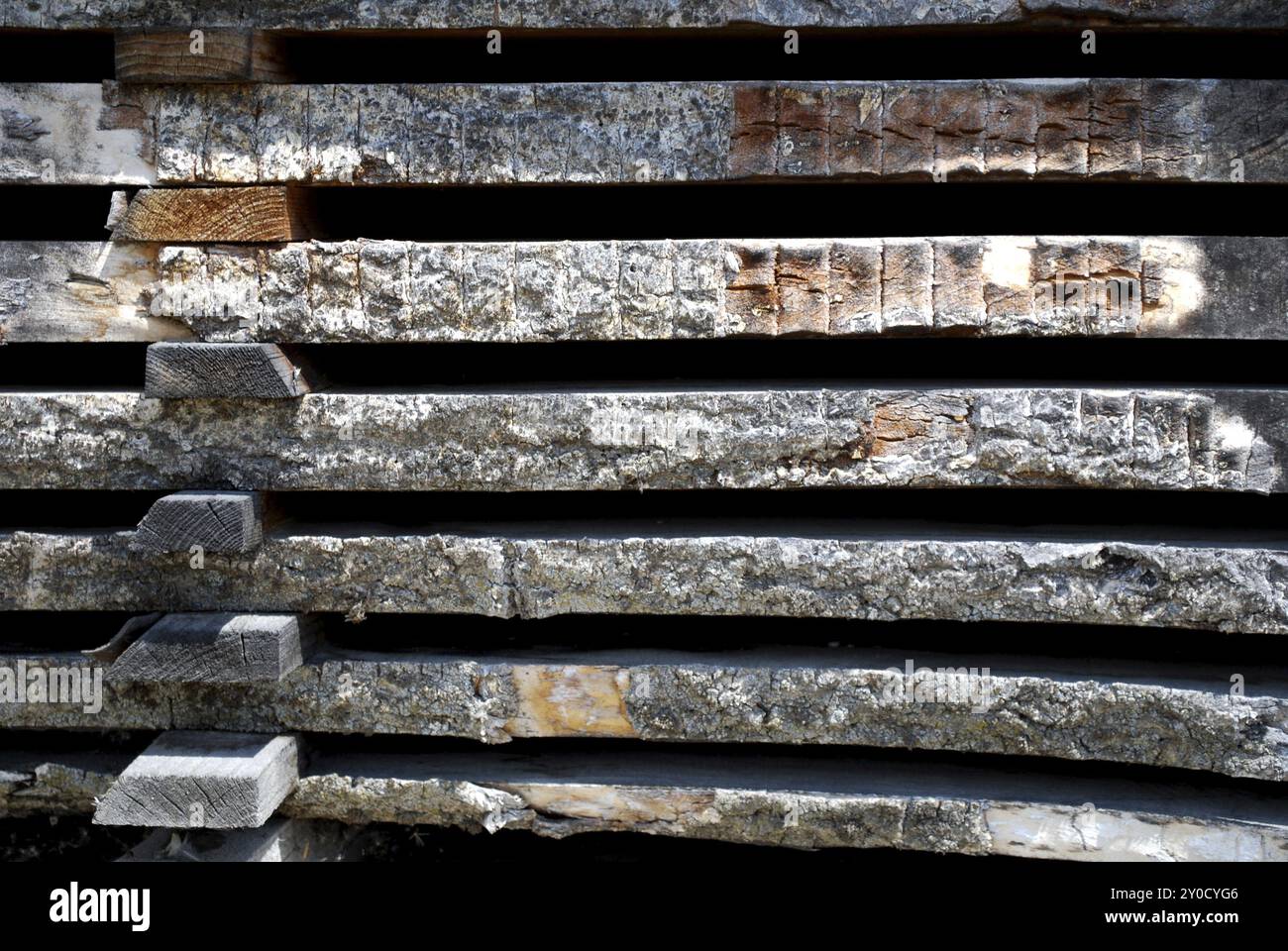 Großaufnahme von verwitterten Holzbrettern Stockfoto