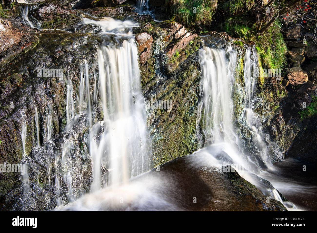 Details zum Wasserfall Rhiwargor in Nordwales in der Nähe des Snowdonia National Park Stockfoto