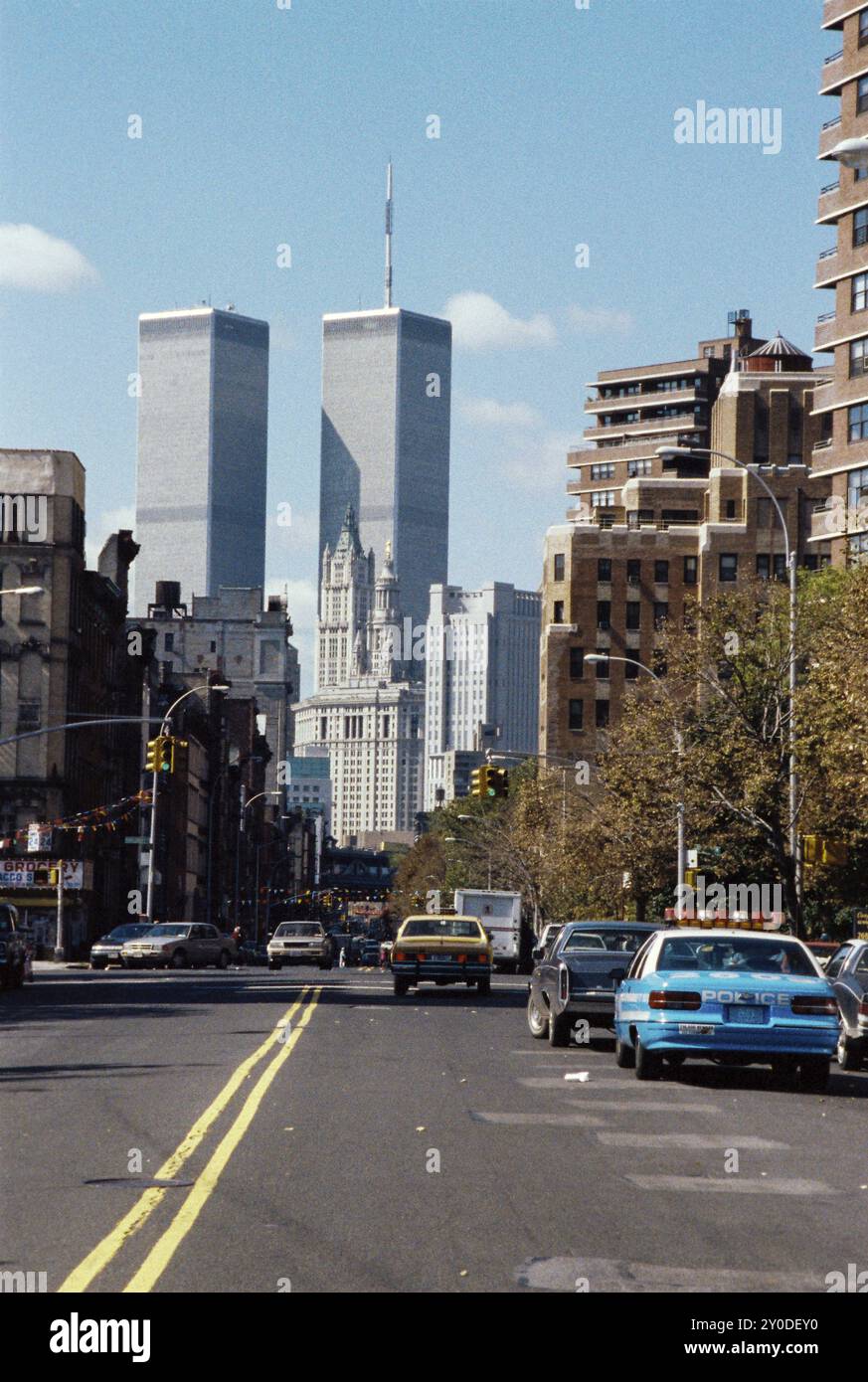 Manhattan mit dem World Trade Center, Anfang der 1990er Jahre, analoges Foto, New York, USA, Nordamerika Stockfoto