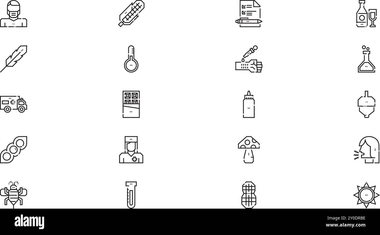 Symbole für Allergien hochwertige Vektorsymbole mit editierbarer Kontur. Ideal für professionelle und kreative Projekte. Stock Vektor