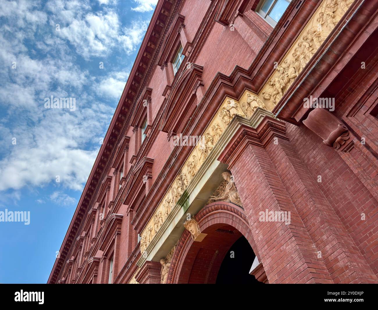 Verzierte Ziegelfassade des National Building Museum in Washington, DC Stockfoto