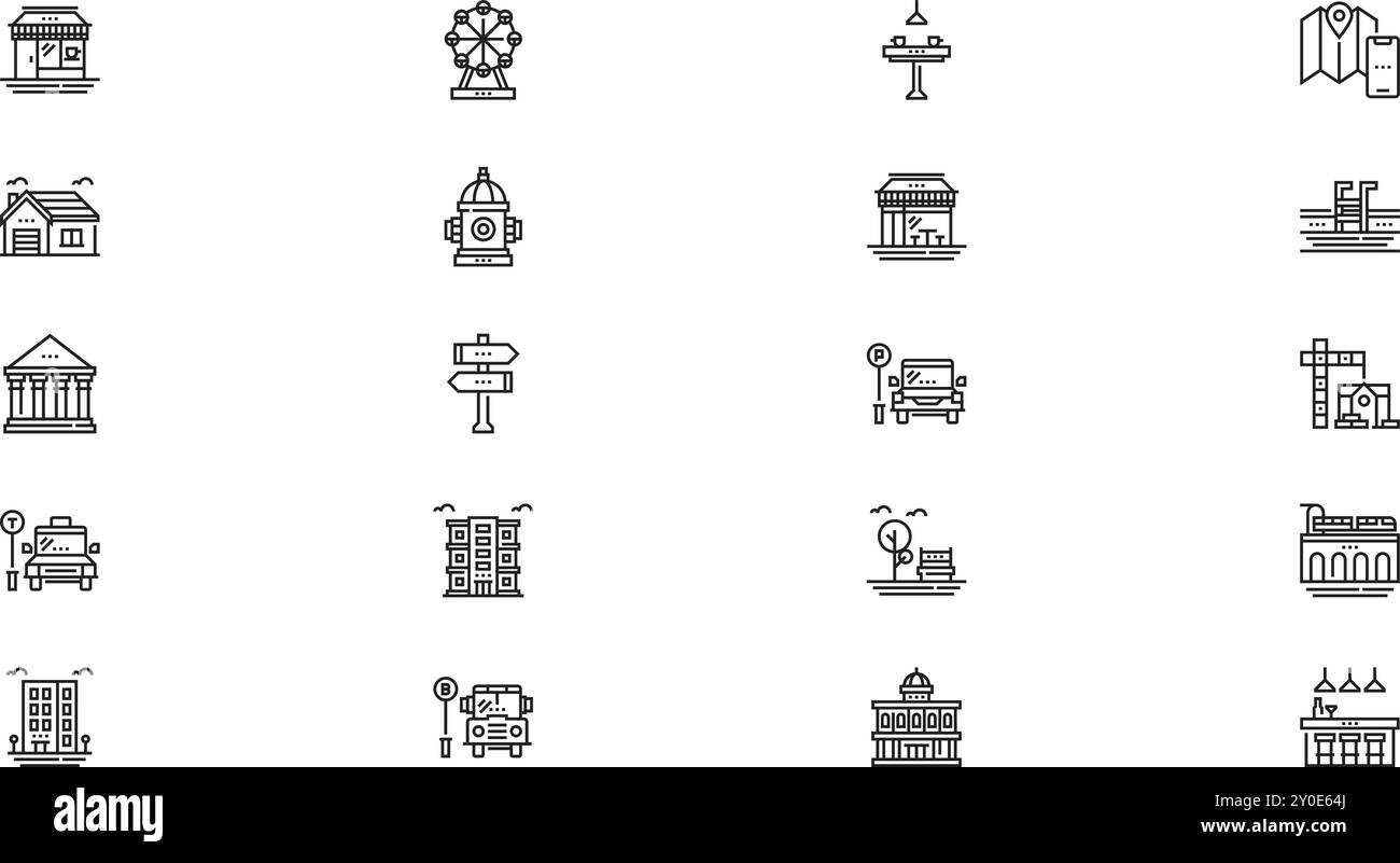 City Life Icons hochwertige Vektor-Icons-Kollektion mit editierbarem Strich. Ideal für professionelle und kreative Projekte. Stock Vektor