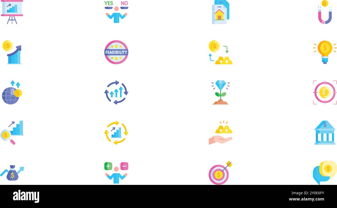 Investitionssymbole hochwertige Vektorsymbole mit bearbeitbarer Kontur. Ideal für professionelle und kreative Projekte. Stock Vektor