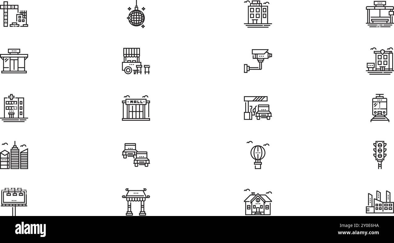 City Life Icons hochwertige Vektor-Icons-Kollektion mit editierbarem Strich. Ideal für professionelle und kreative Projekte. Stock Vektor