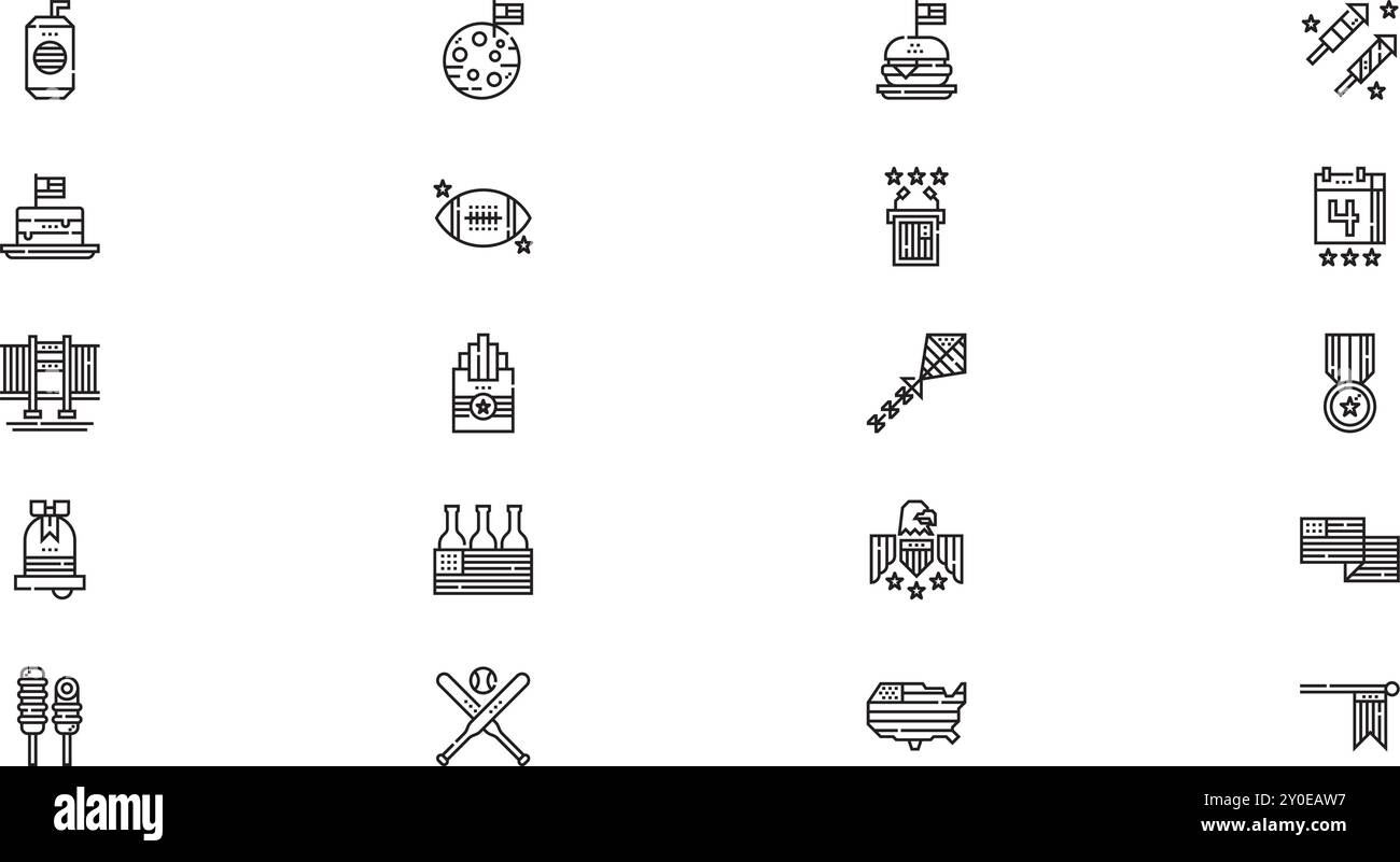 Icons für den juli hochwertige Vektorsymbole mit editierbarer Kontur. Ideal für professionelle und kreative Projekte. Stock Vektor