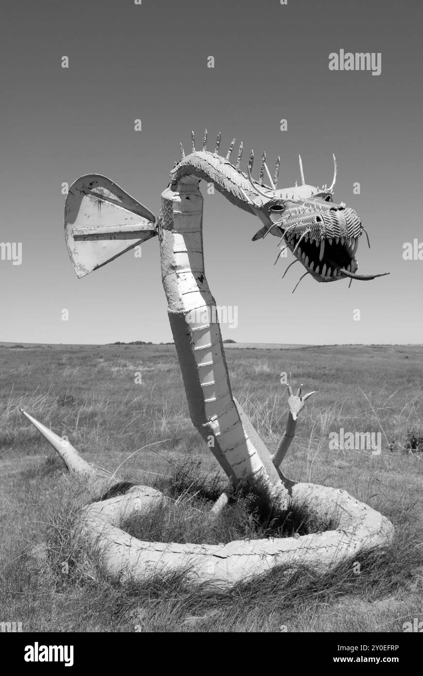 Blaue Drachenstatue im Porter Sculpture Park in Montrose, South Dakota.USA Stockfoto