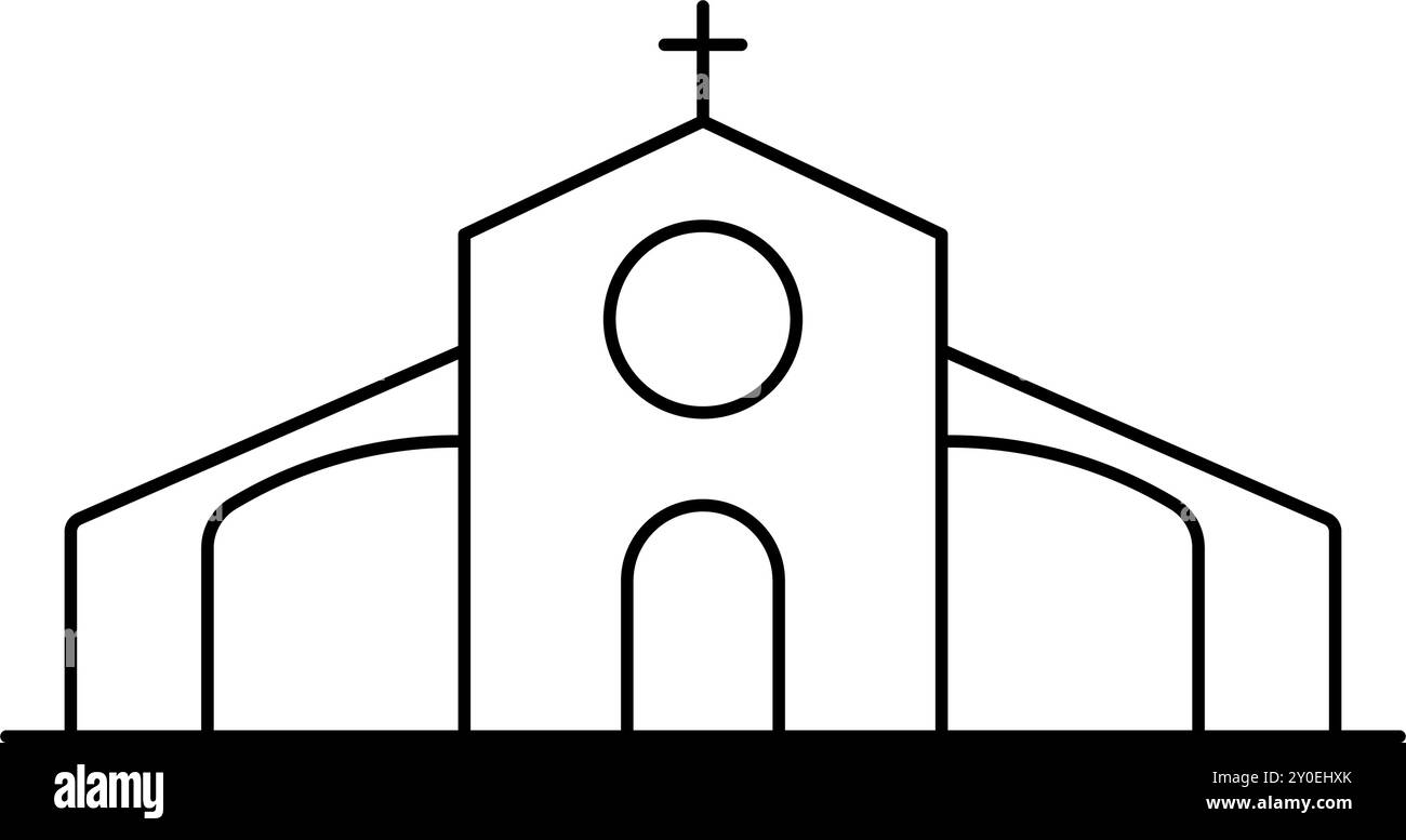 Christian Church Logo Umrissvektor Illustration Stock Vektor