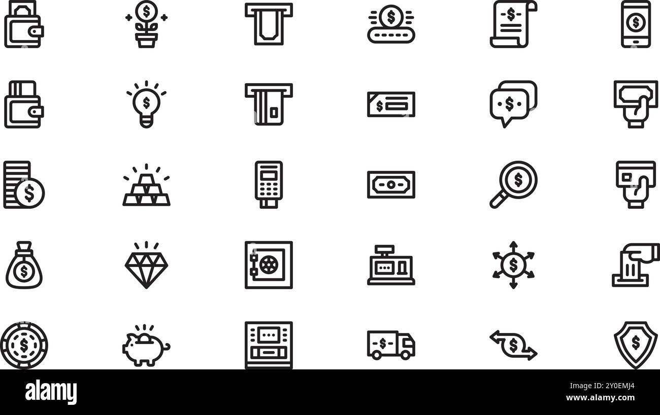 Money Icons hochwertige Vektor-Icons-Kollektion mit editierbarer Kontur. Ideal für professionelle und kreative Projekte. Stock Vektor