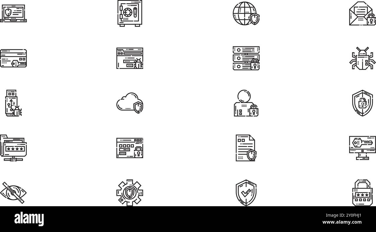 Datenschutzsymbole hochwertige Sammlung von Vektorsymbolen mit bearbeitbarer Kontur. Ideal für professionelle und kreative Projekte. Stock Vektor