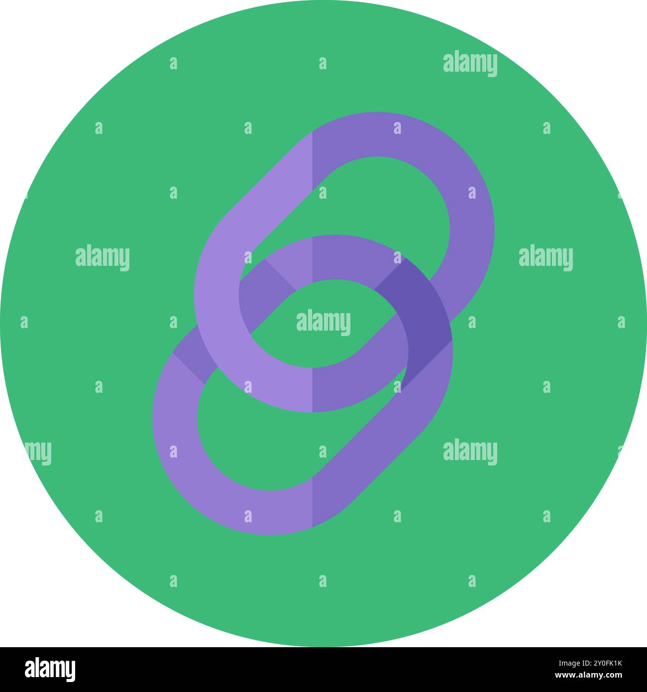 Vektorketten werden in einem Kreis in einem farbenfrohen flachen Stil miteinander verbunden. Online-Shopping, Einladung oder Link zu einem Website-Symbol. Das Symbol eignet sich für Webdesign Stock Vektor