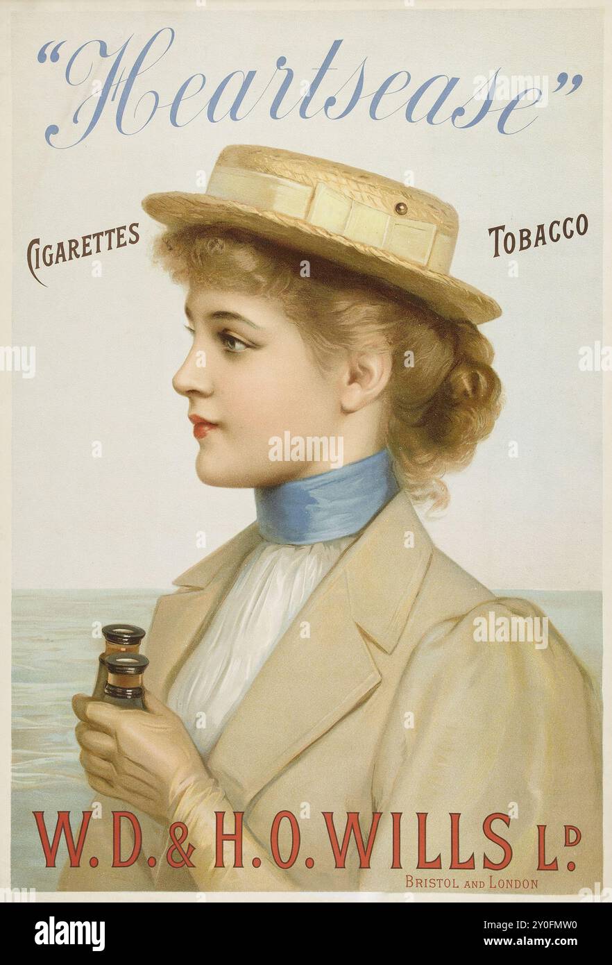 Vintage-Werbeplakat für Heartsease, Zigaretten, Tabak. W.D. und H.O. Wills Ltd, Bristol, London - 1895 Stockfoto