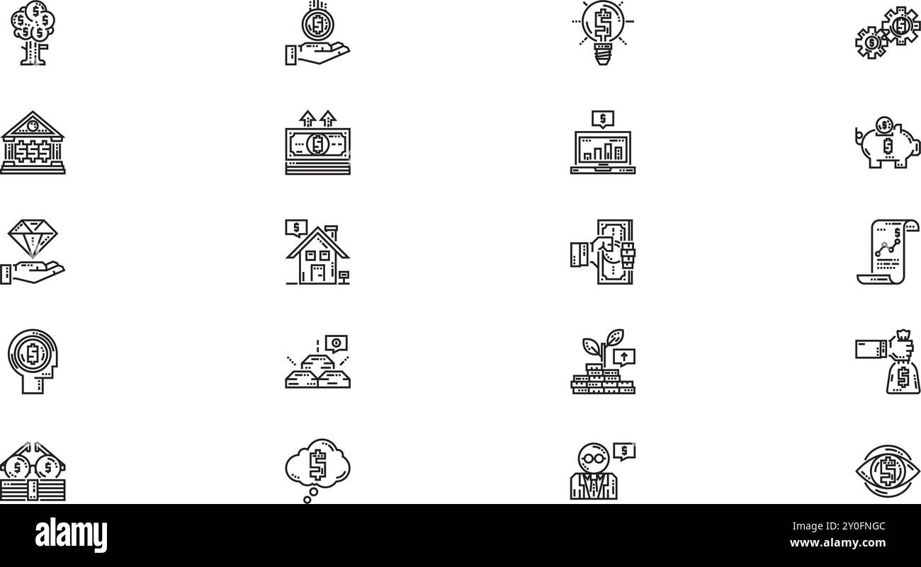 Investitionssymbole hochwertige Vektorsymbole mit bearbeitbarer Kontur. Ideal für professionelle und kreative Projekte. Stock Vektor