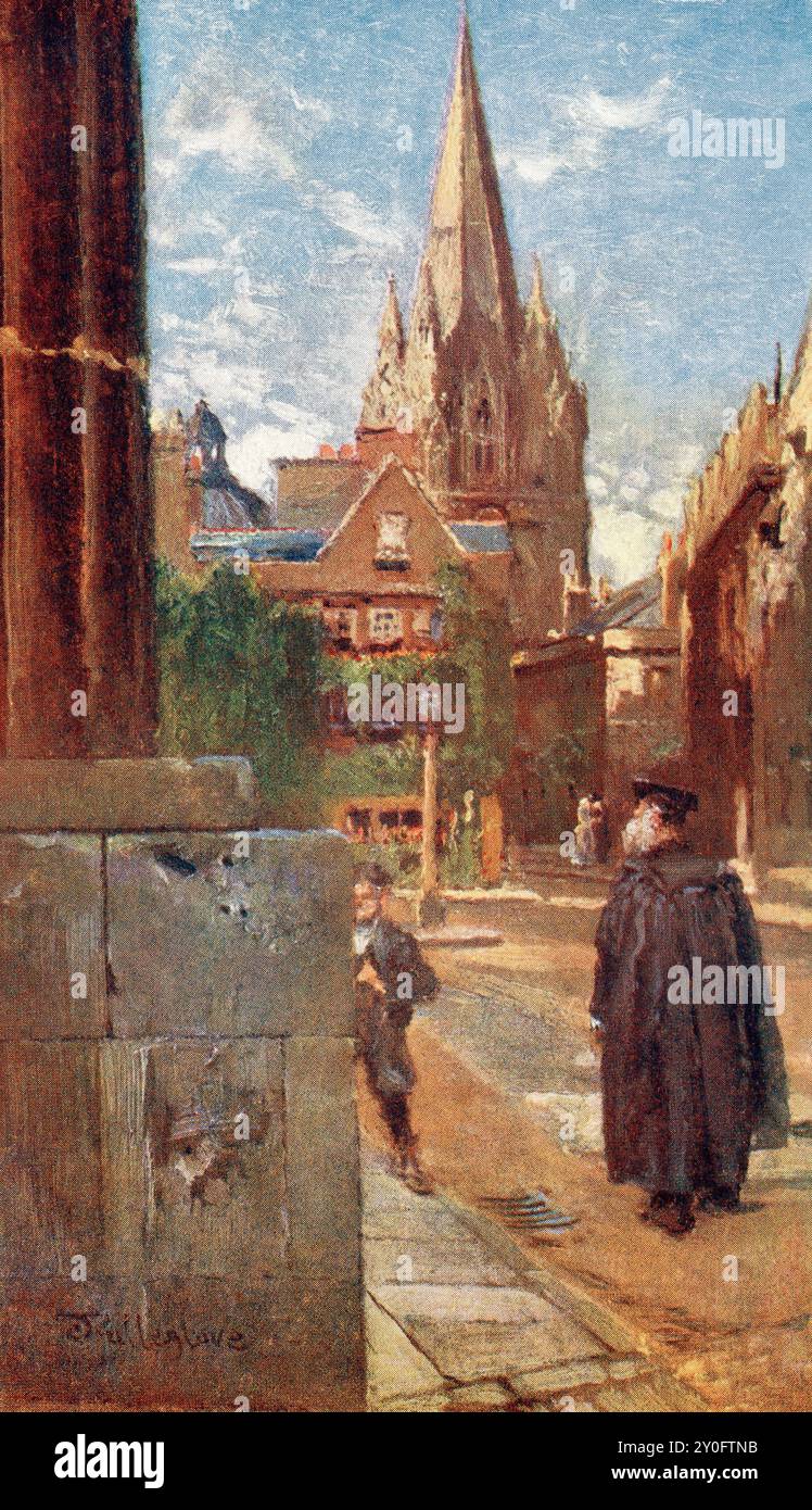 Die University Church of St Mary the Virgin, High Street, Oxford, England. Aus dem Buch Oxford, gemalt von John Fulleylove, erschien London 1922. Stockfoto Die University Church of St Mary the Virgin, High Street, Oxford, England. Aus dem Buch Oxford, gemalt von John Fulleylove, erschien London 1922. Stockfoto