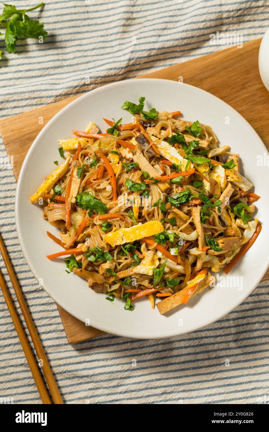 Hausgemachte taiwanesische Meefun-Nudeln mit Tofu und Huhn Stockfoto