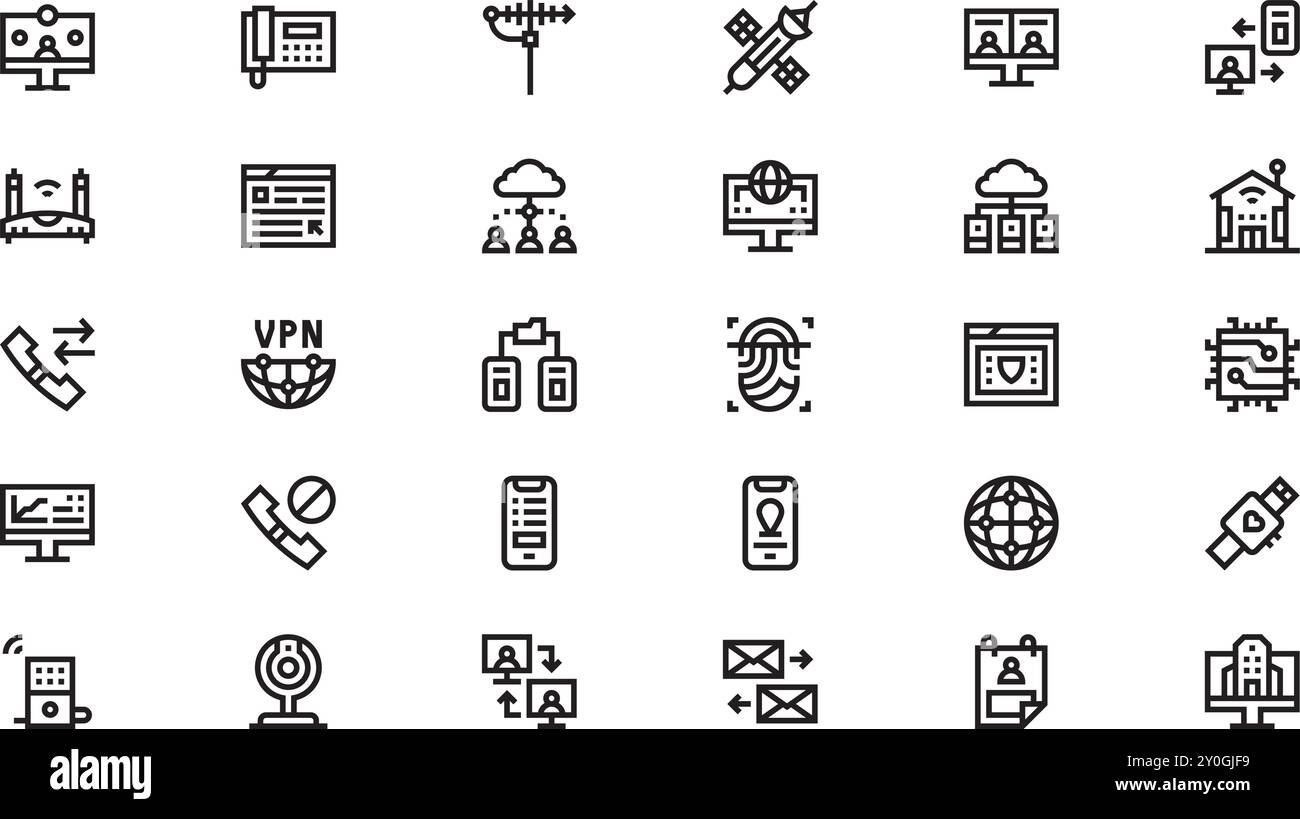 Telecommuing-Symbole hochwertige Vektorsymbole mit editierbarer Kontur. Ideal für professionelle und kreative Projekte. Stock Vektor