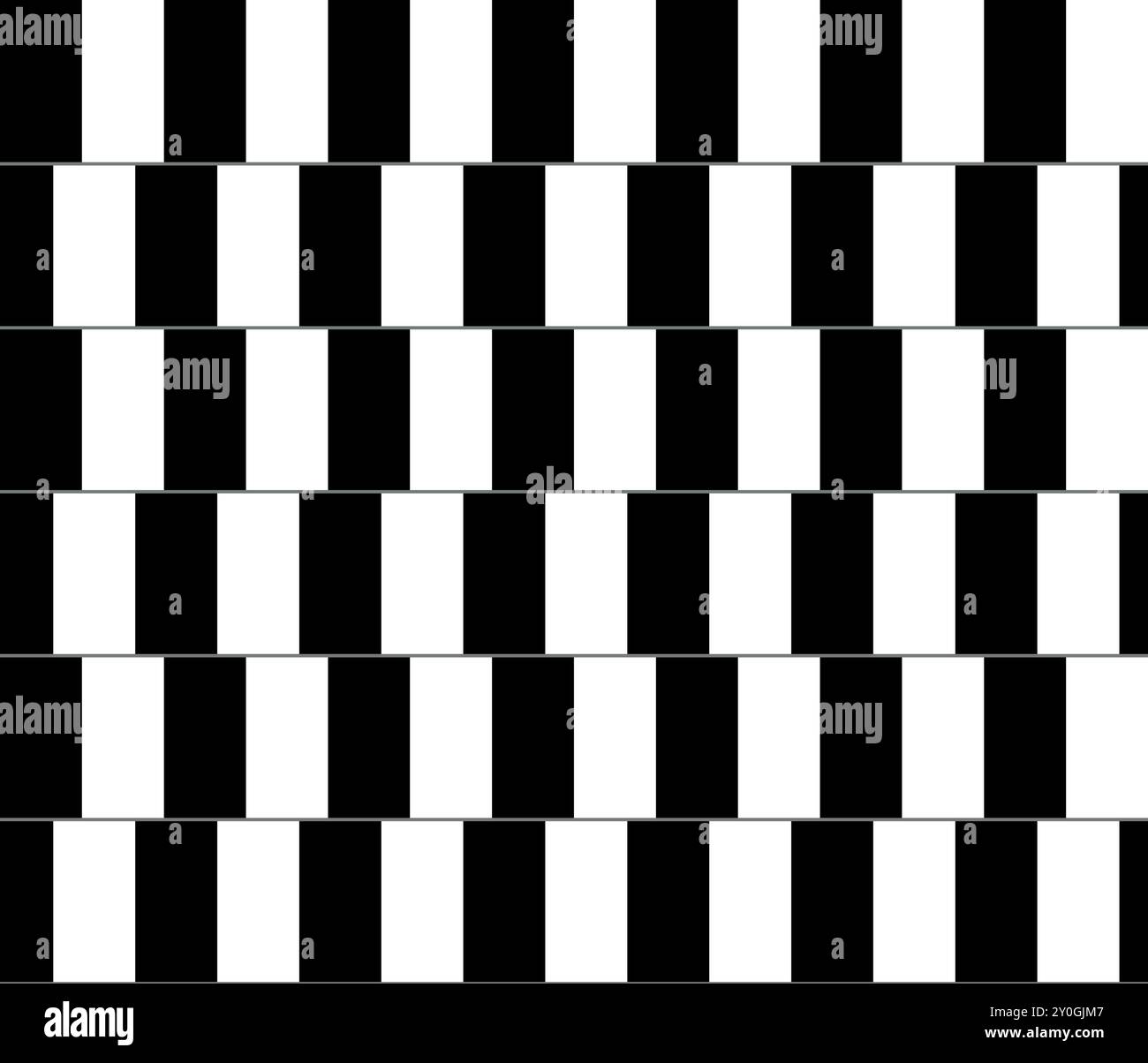 Schwarz-weiß abwechselnde Rechtecke schaffen eine klassische Café-Illusion Stock Vektor