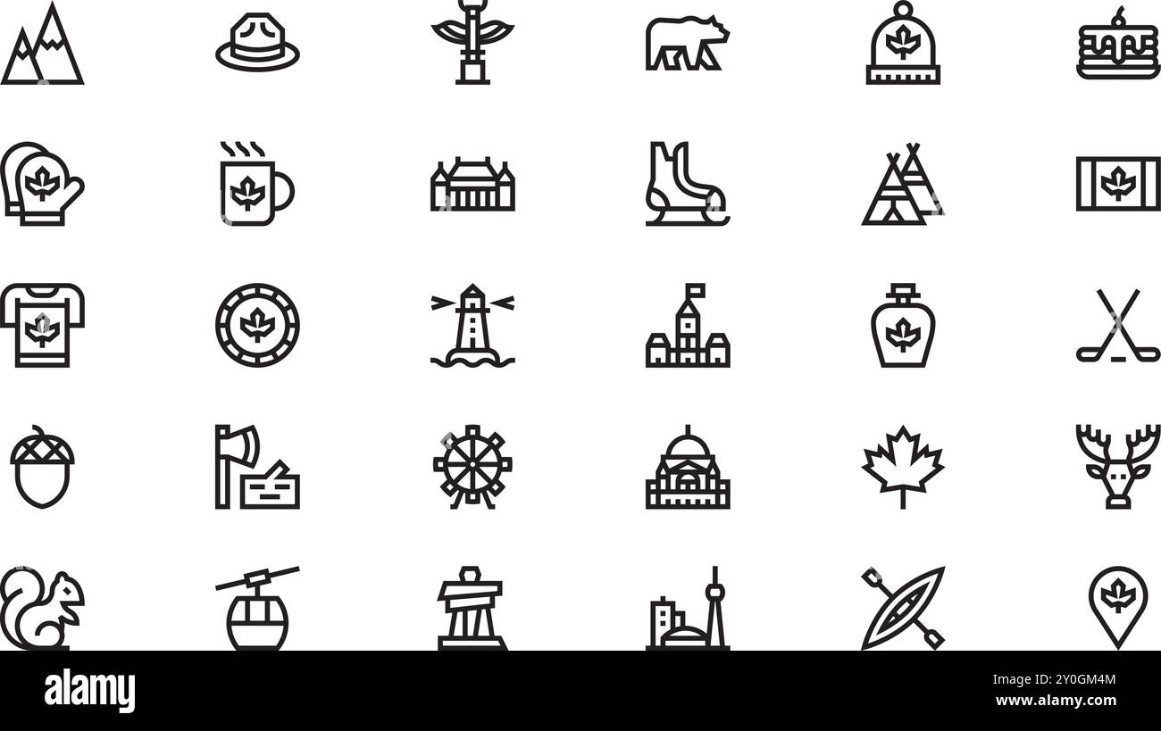 Canada Icons hochwertige Vektorsymbole mit editierbarer Kontur. Ideal für professionelle und kreative Projekte. Stock Vektor