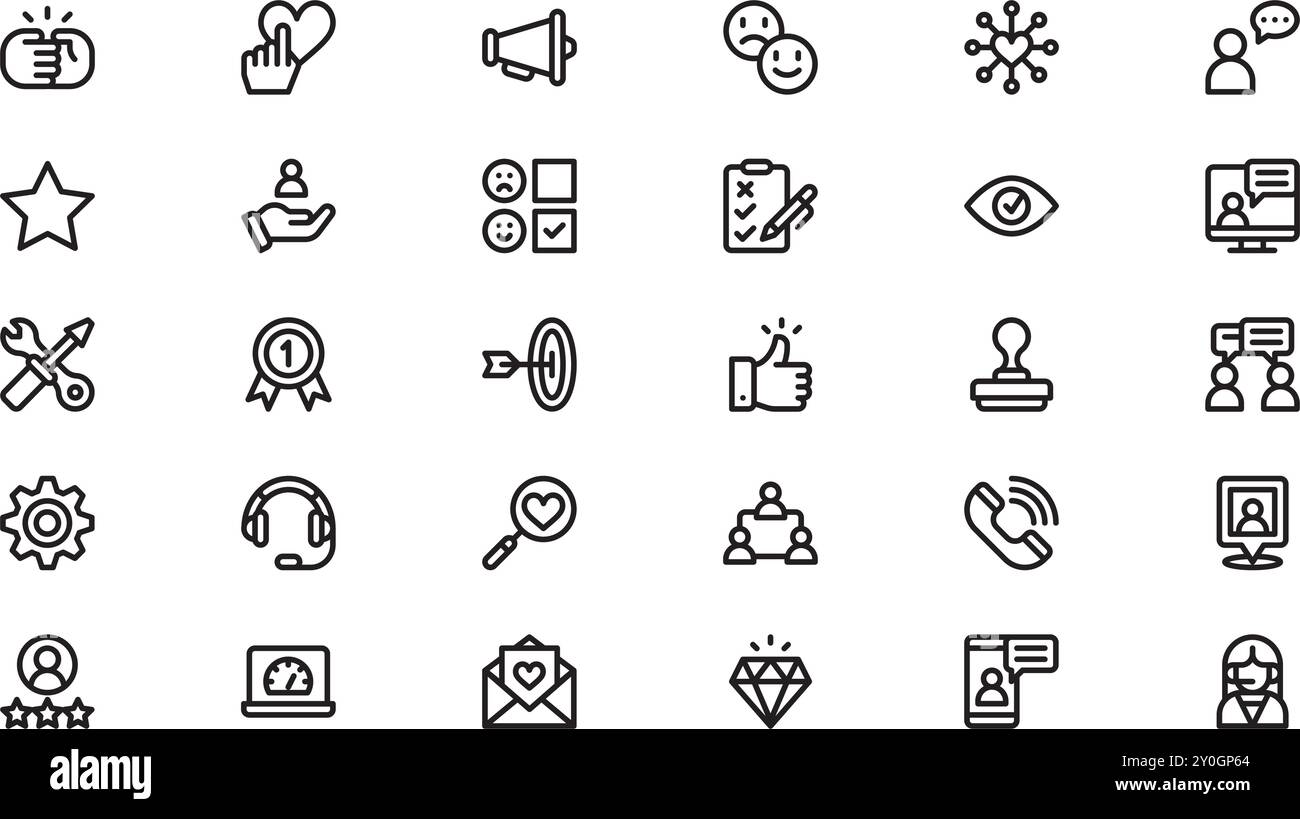 Symbole für den Kundendienst hochwertige Vektorsymbole mit bearbeitbarer Kontur. Ideal für professionelle und kreative Projekte. Stock Vektor