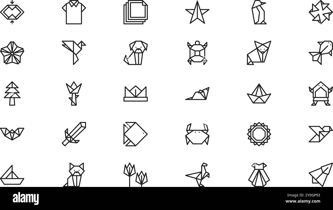 Origami-Symbole hochwertige Vektor-Icons-Kollektion mit editierbarer Kontur. Ideal für professionelle und kreative Projekte. Stock Vektor