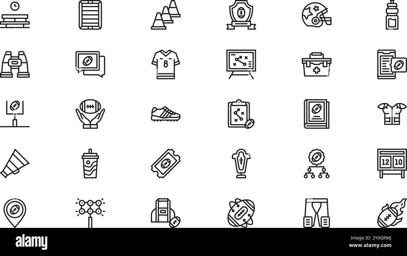 Rugby Icons hochwertige Vektorsymbole mit editierbarer Kontur. Ideal für professionelle und kreative Projekte. Stock Vektor