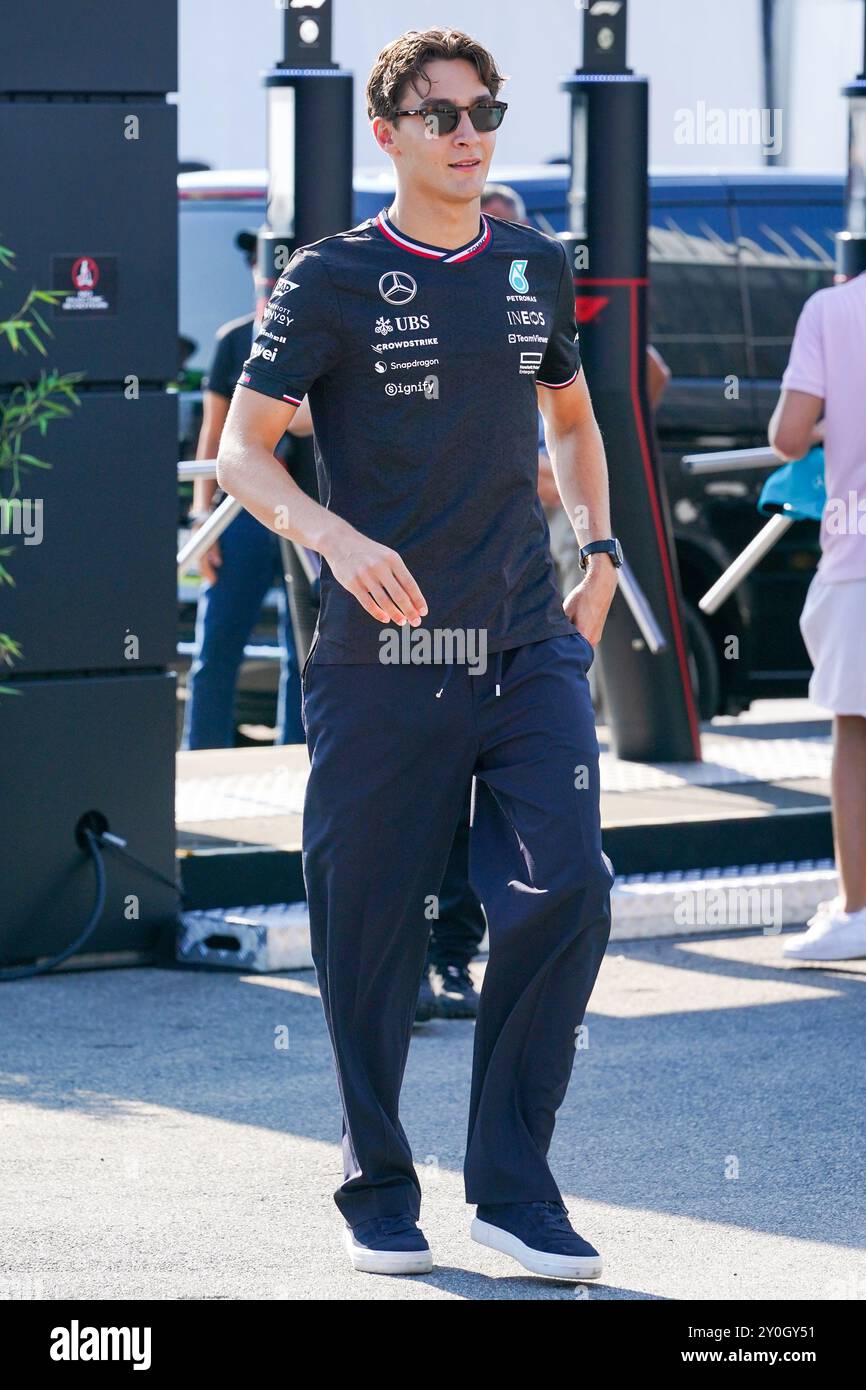 George Russel während der Formel 1 Pirelli Gran Premio d’Italia 2024 am 30. August 2024 in Monza, Italien. Stockfoto