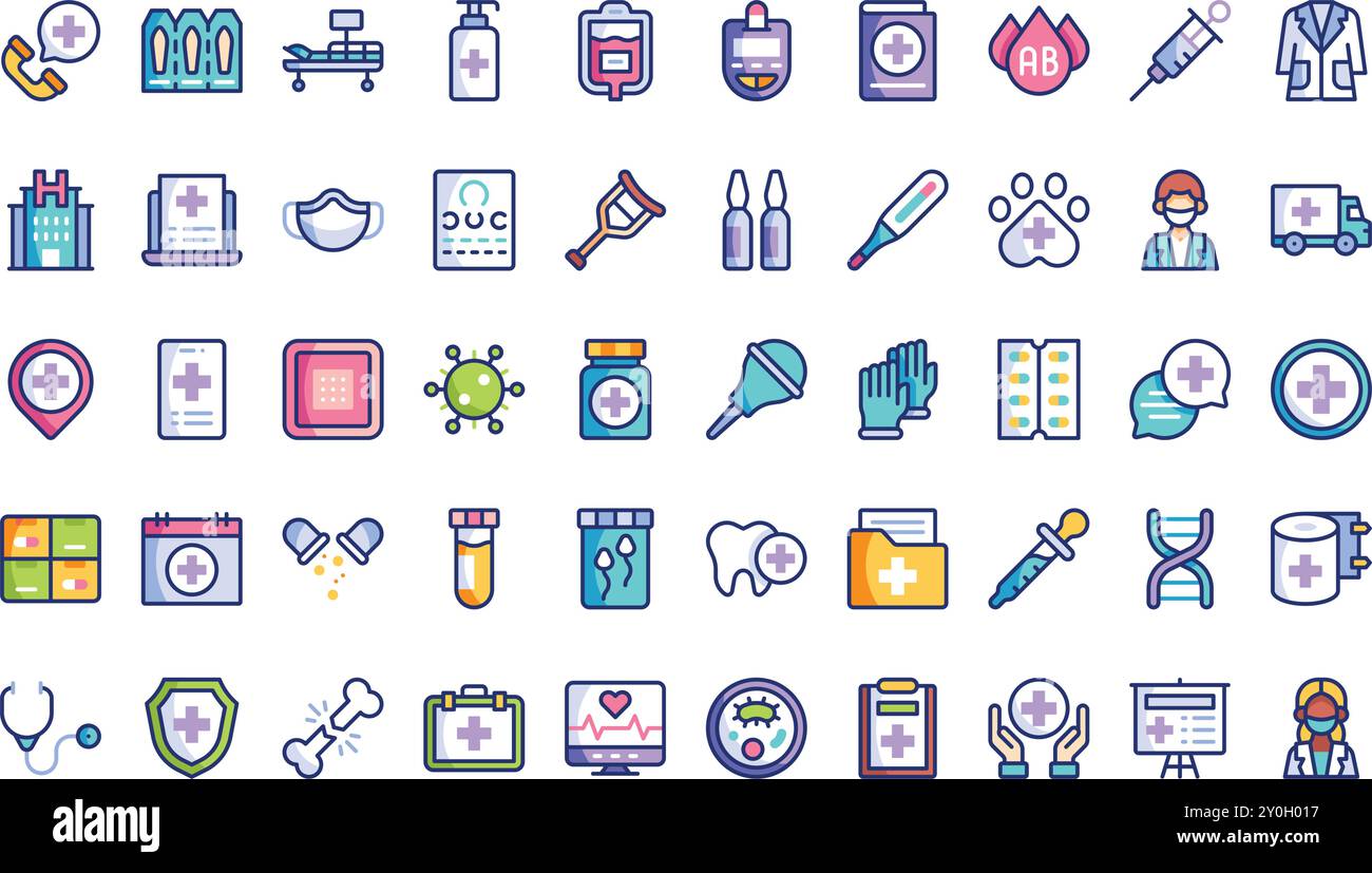 Medizin Grundlagen Symbole hochwertige Vektor-Icons Kollektion mit editierbarer Kontur. Ideal für professionelle und kreative Projekte. Stock Vektor