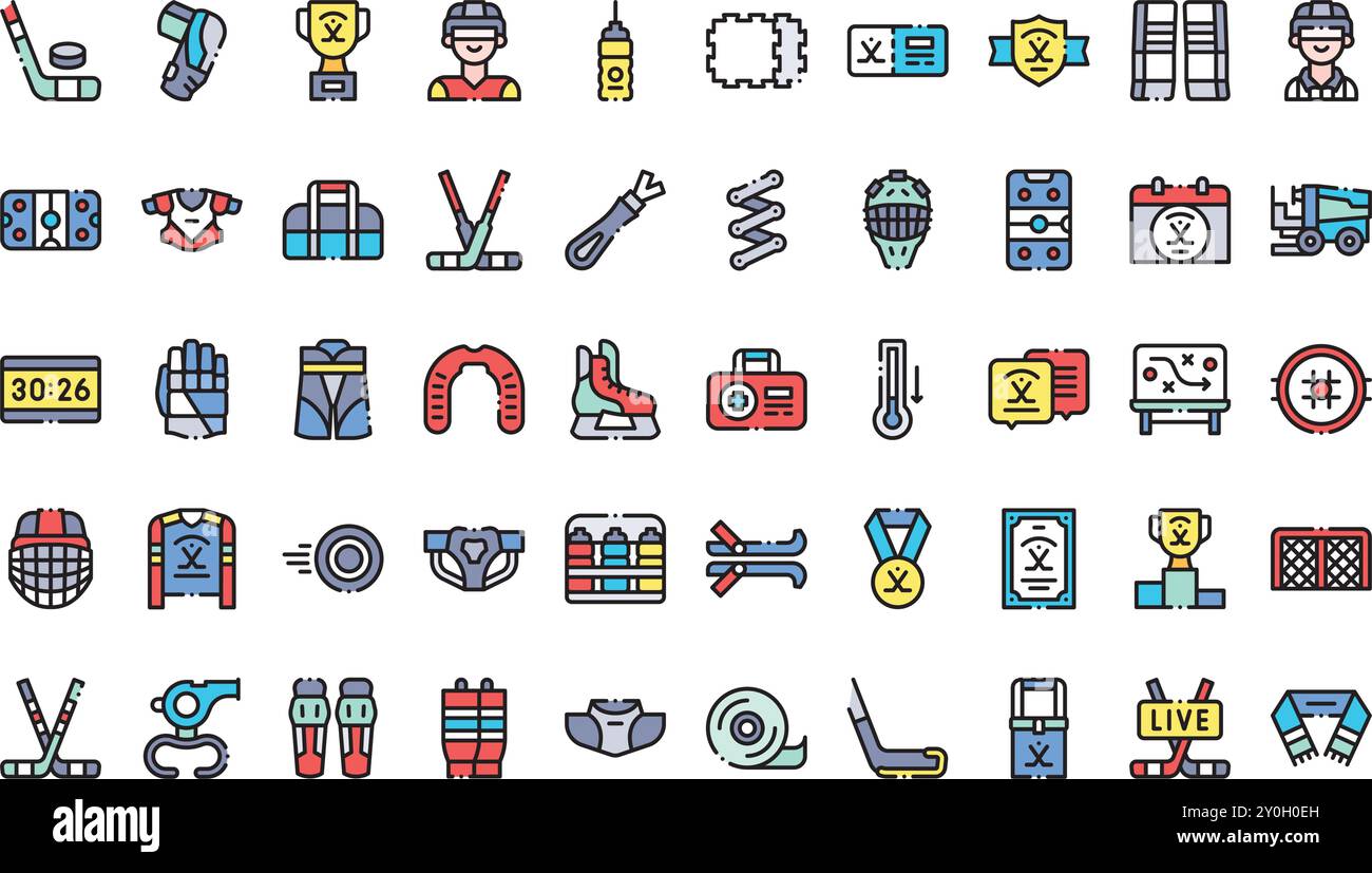 Eishockey-Ikonen hochwertige Vektor-Icons-Kollektion mit editierbarem Strich. Ideal für professionelle und kreative Projekte. Stock Vektor