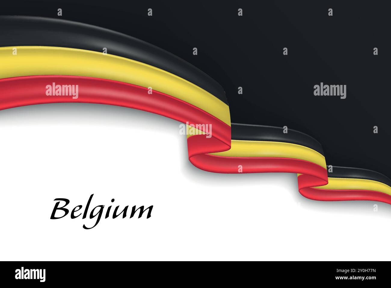 Schwebendes Band mit belgischer Flagge. Vorlage für Poster zum Unabhängigkeitstag Stock Vektor