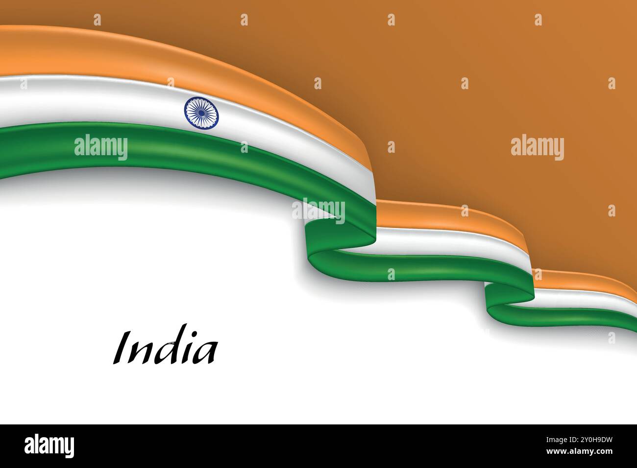 Winkendes Band mit der Flagge Indiens. Vorlage für Poster zum Unabhängigkeitstag Stock Vektor