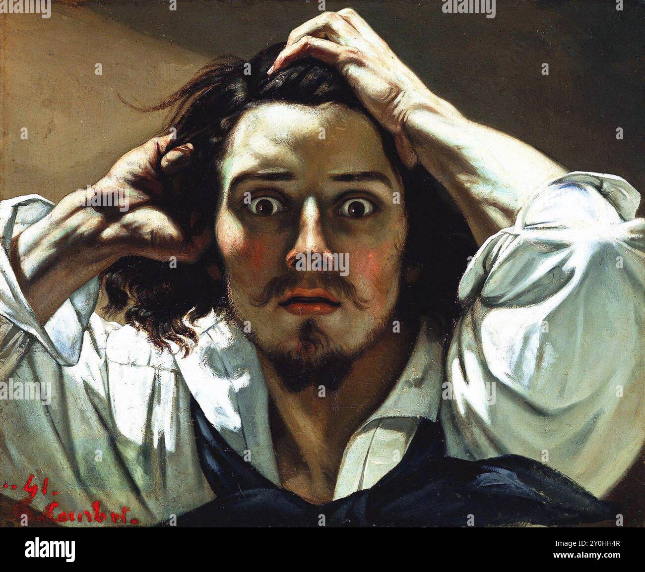 Selbstporträt (der verzweifelte Mann), 1843–1845, Gemälde von Gustave Courbet, Jean Désiré Gustave Courbet (1819–1877) französischer Maler Stockfoto