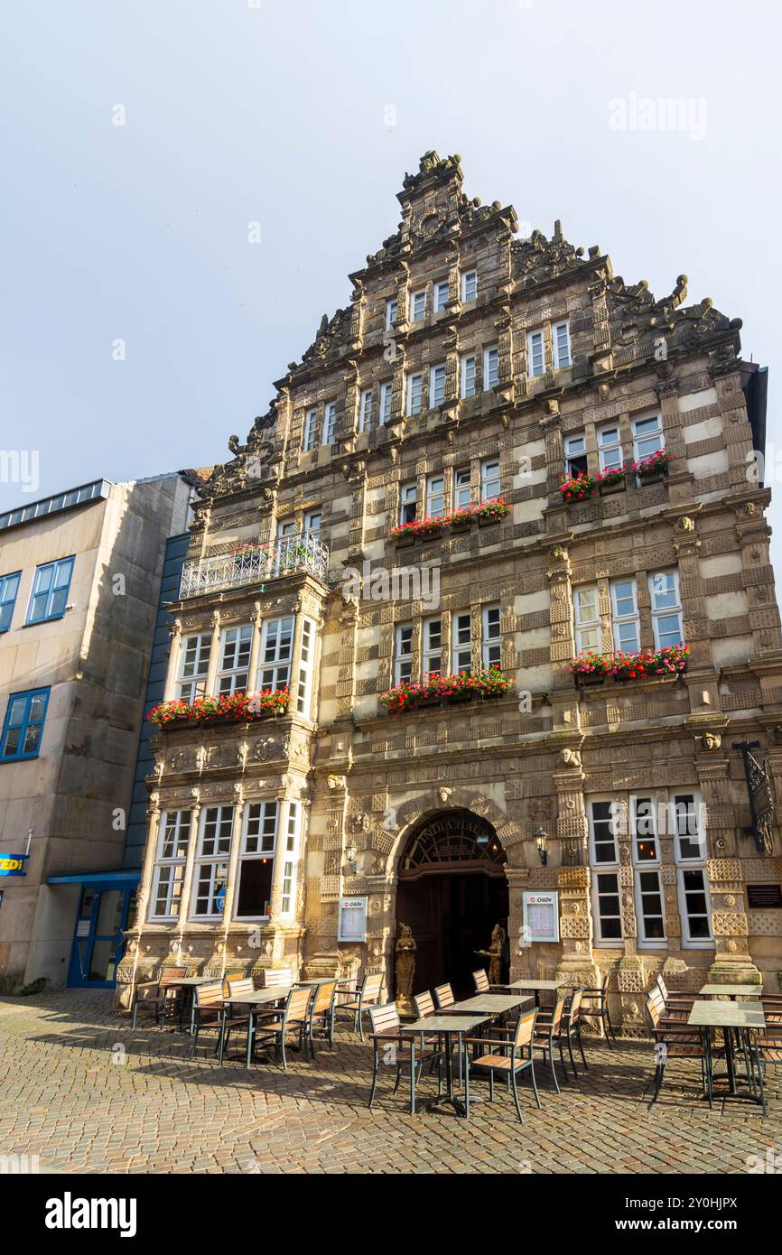 Hameln, Hameln: Rattenfängerhaus oder Rattenfängerhaus in Weserbergland, Niedersachsen, Deutschland Stockfoto