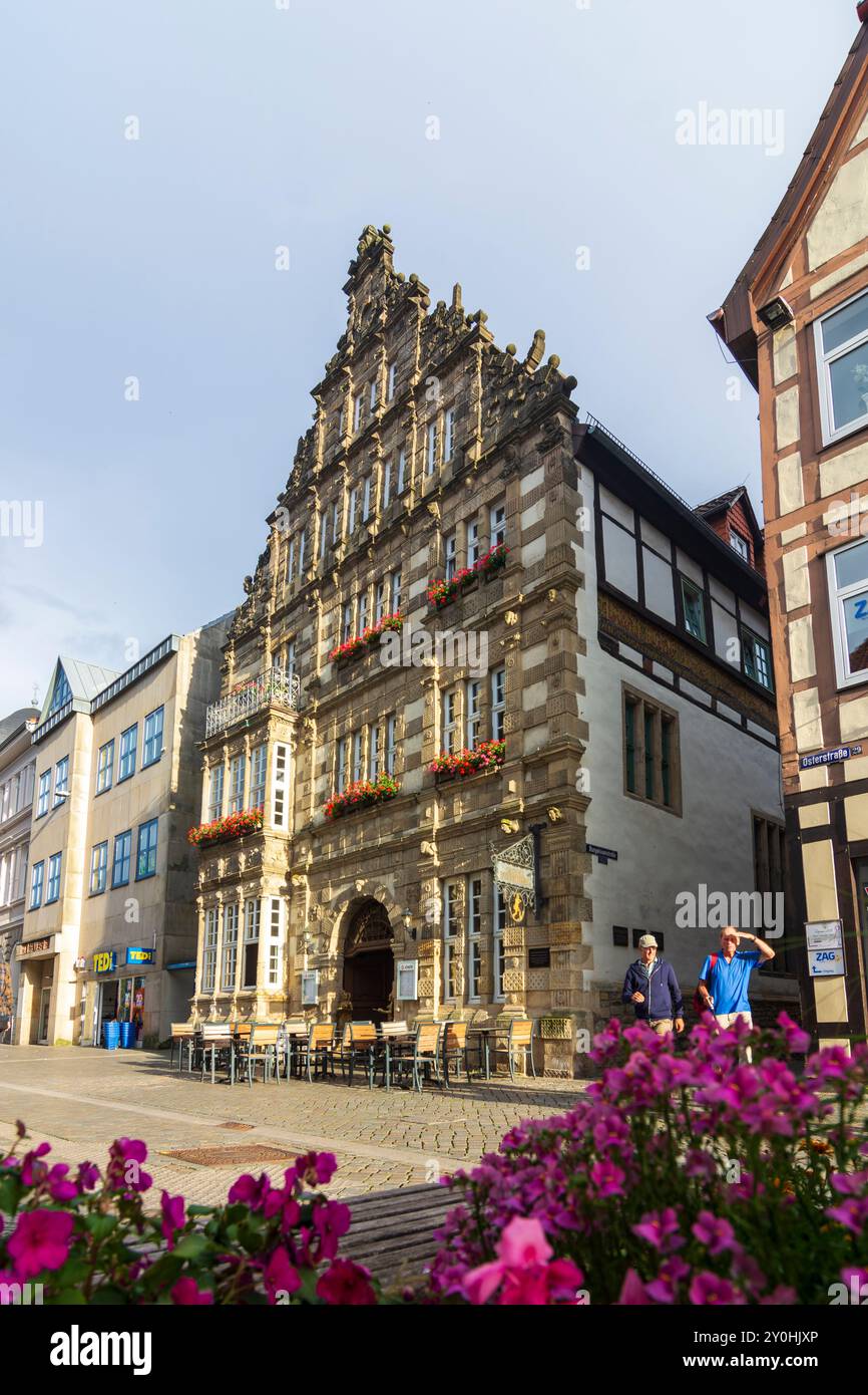 Hameln, Hameln: Rattenfängerhaus oder Rattenfängerhaus in Weserbergland, Niedersachsen, Deutschland Stockfoto