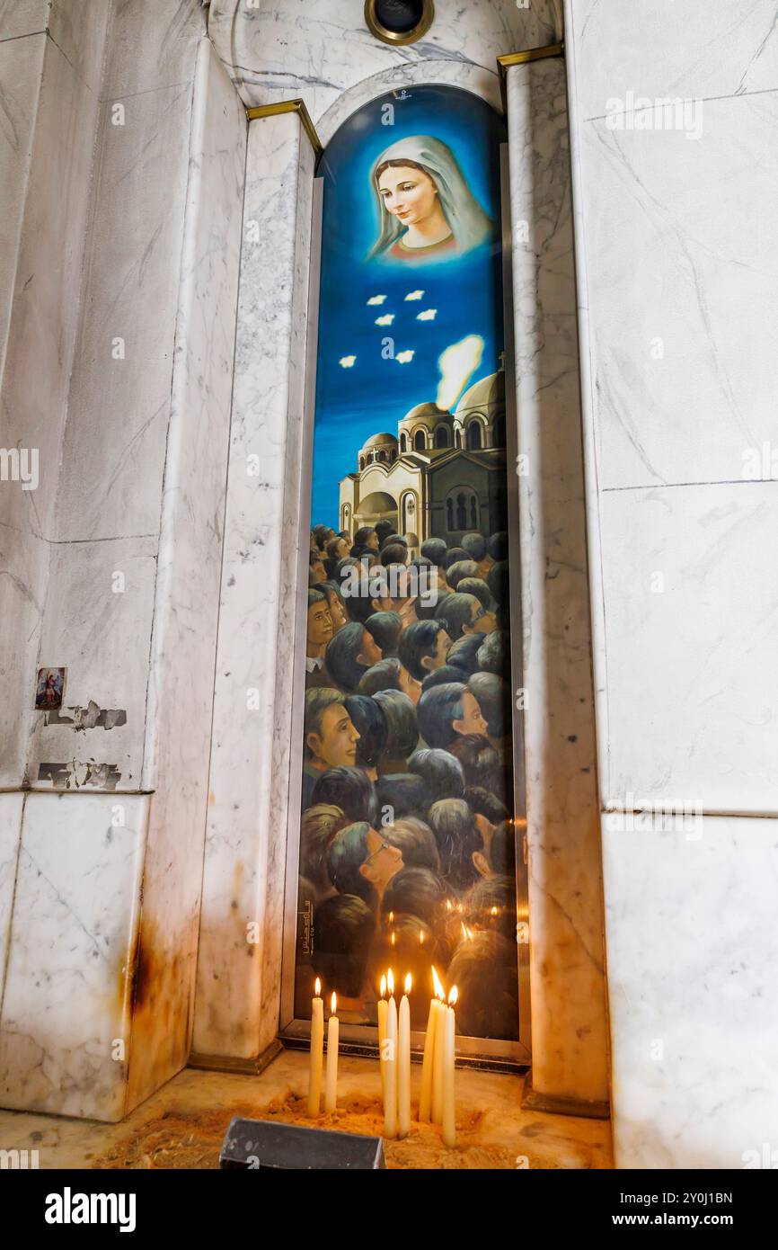 Marienkirche in Zeitoun, Marienkirche, unsere Lieben Frau von Zeitoun, Altar der Kapelle, Zeitoun, Kairo, Ägypten, Nordafrika, Afrika Stockfoto