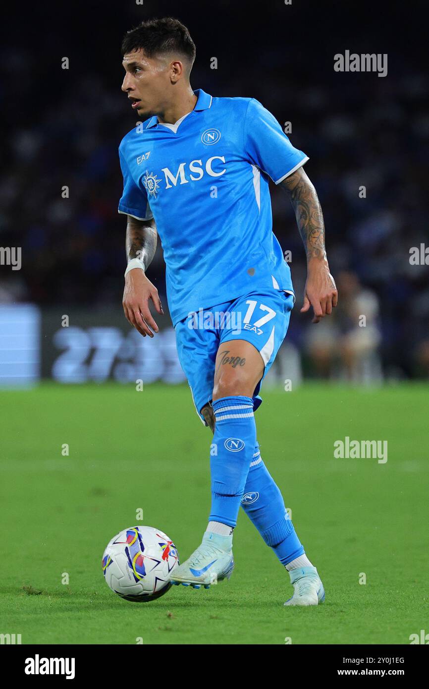 Mathias Olivera vom SSC Napoli während des Fußballspiels der Serie A zwischen dem SSC Napoli und Parma Calcio im Diego Armando Maradona Stadion in Neapel (Italien) am 31. August 2024. Stockfoto