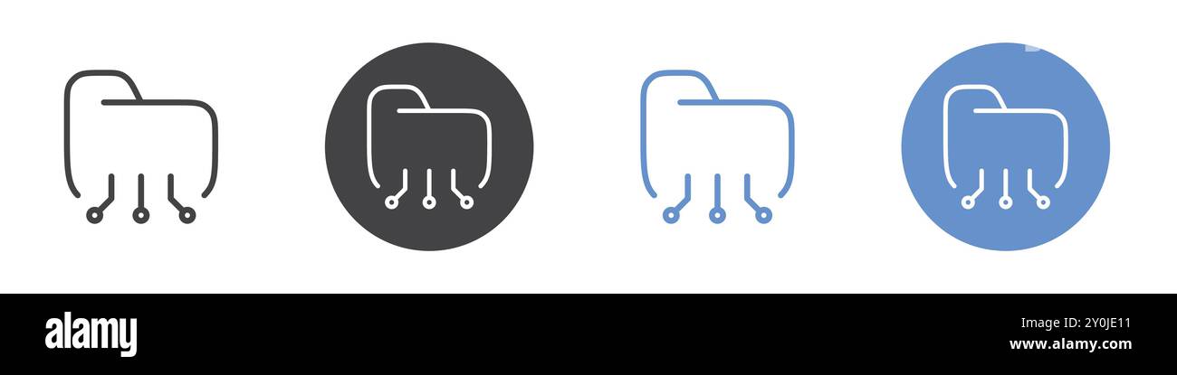 Ordnersymbol Freigeben flach in Schwarzweiß umrissene Vektormarke Stock Vektor