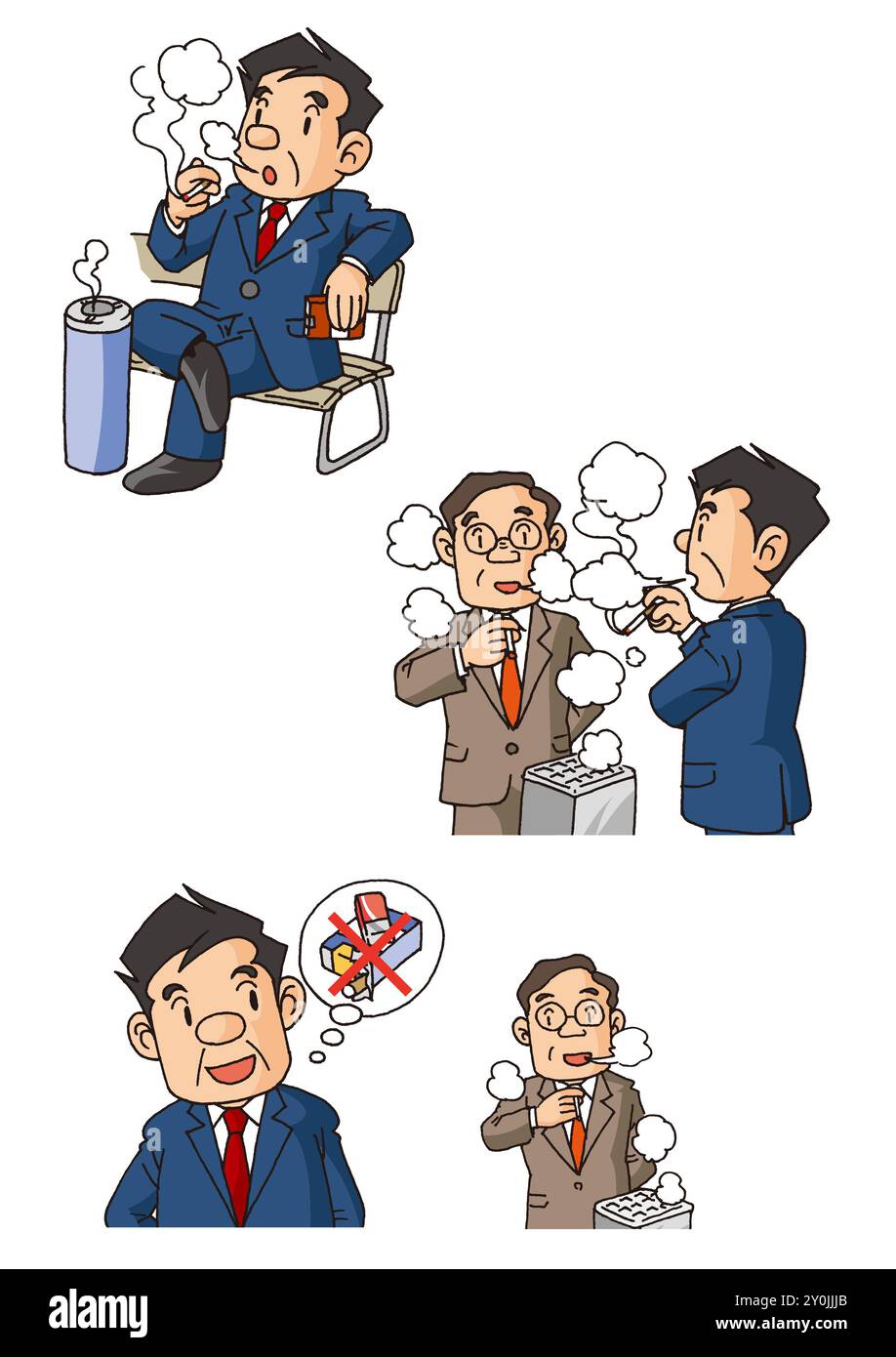 Leben des Mannes mittleren Alters, Rauchen und Nichtraucher Stockfoto