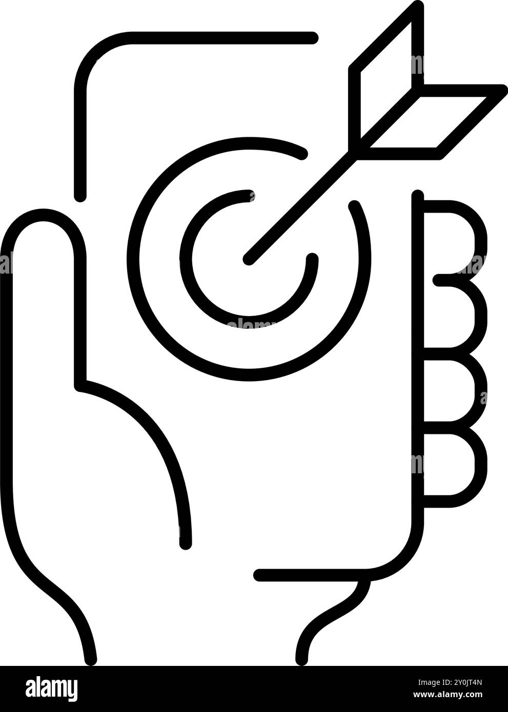 Pfeil trifft auf das Ziel auf dem Smartphone-Bildschirm. Präzises mobiles Targeting. Erfolg unterwegs. Ziele auf Mobilgeräten erreichen. Effektive Benutzerinteraktion Stock Vektor