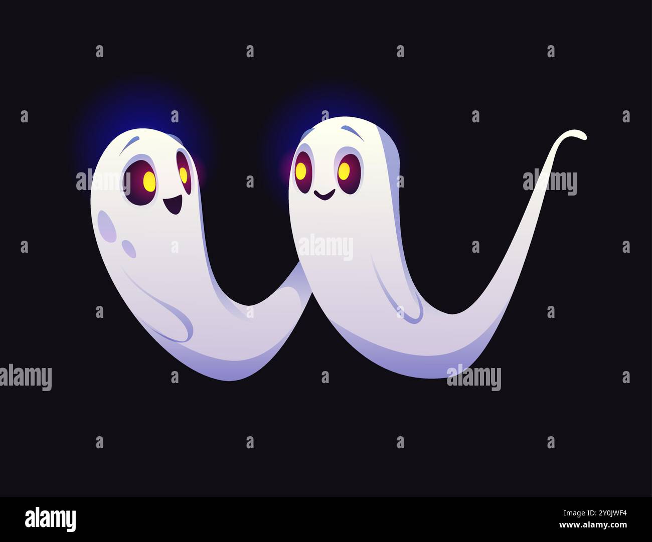 Halloween Geisterschrift, Buchstabe W lustiges Buh-Monster für gruselige Schrift, Vektor-Grusel-Alphabet. Zeichentrickgespenst in Form des Buchstaben W für Halloween-Weihnachtsschriftart oder für Kinder gruselige Schrift mit lustigen Buh-Charakteren Stock Vektor