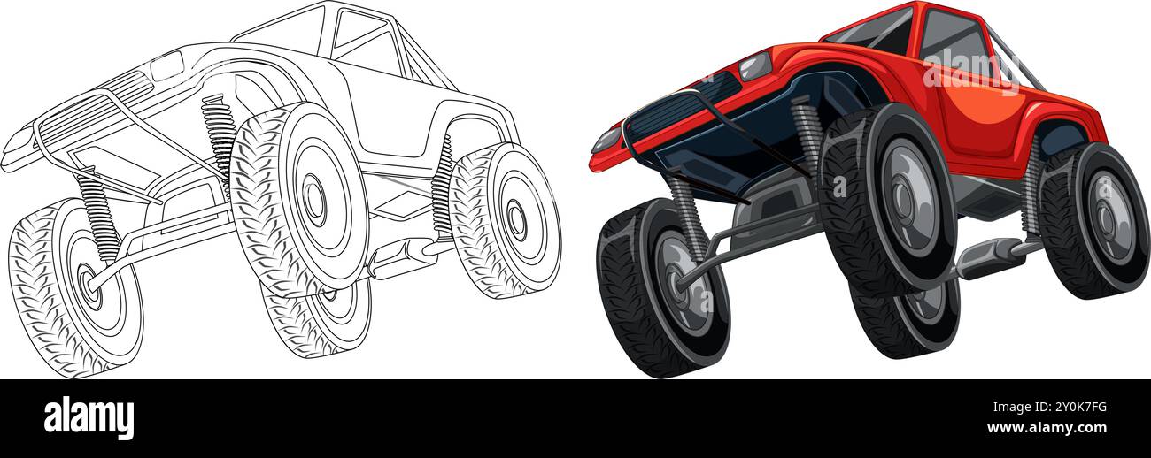 Detaillierter Vektor eines angehobenen Geländewagens Stock Vektor